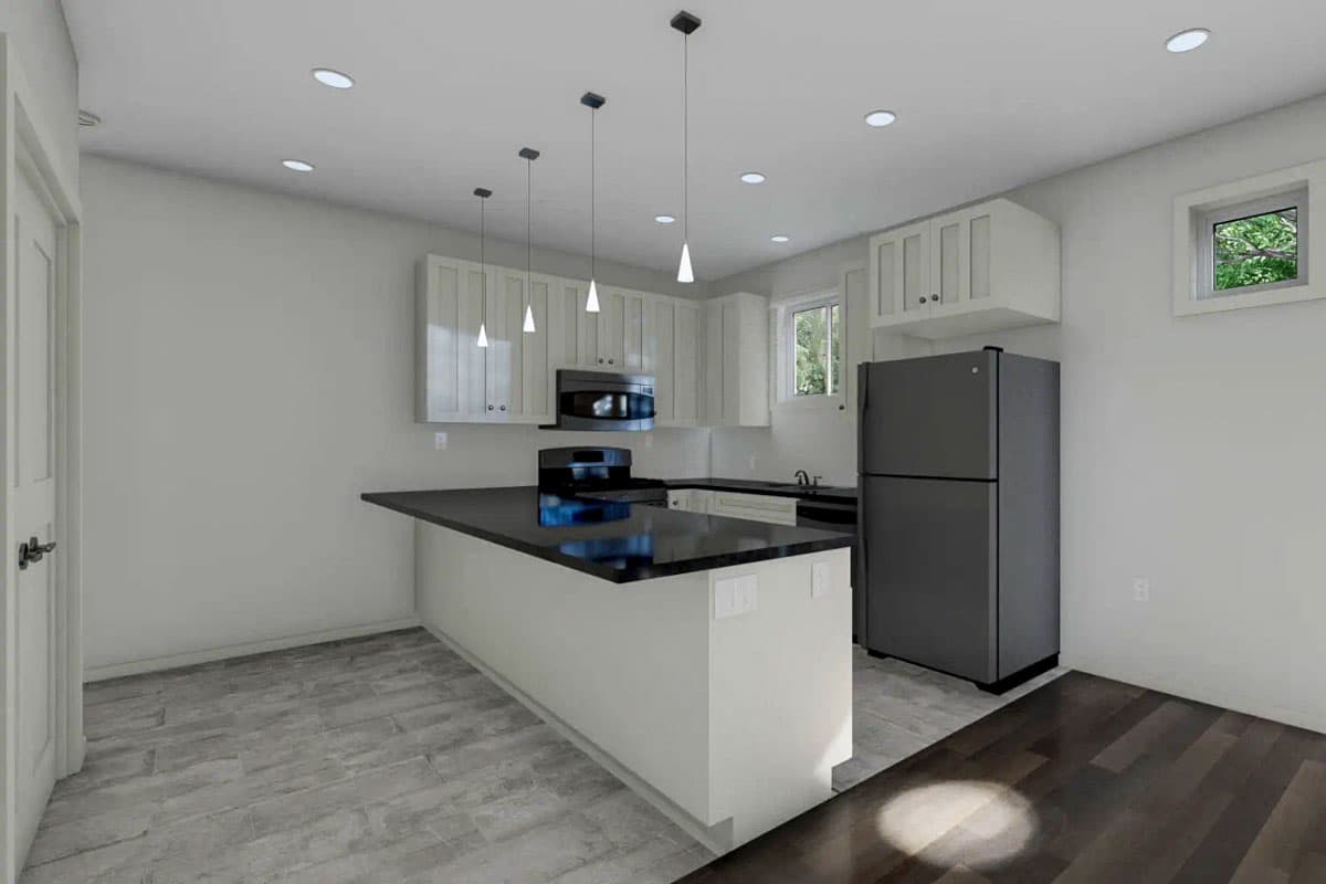 Plan 67835MG: Contemporary Duplex House Plan with Matching 3-Bed Units - 1221 Sq Ft Per Unit - Image #10 - Contemporary, Modern
