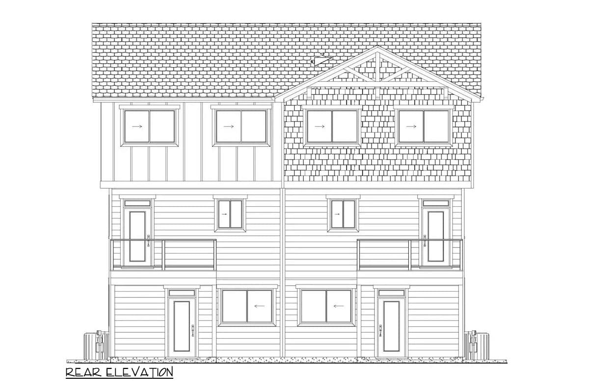 Plan 67837MG: New American Duplex House Plan with Matching 3-Bed Units - 1938 Sq Ft Per Unit - Image #5 - Craftsman, New American