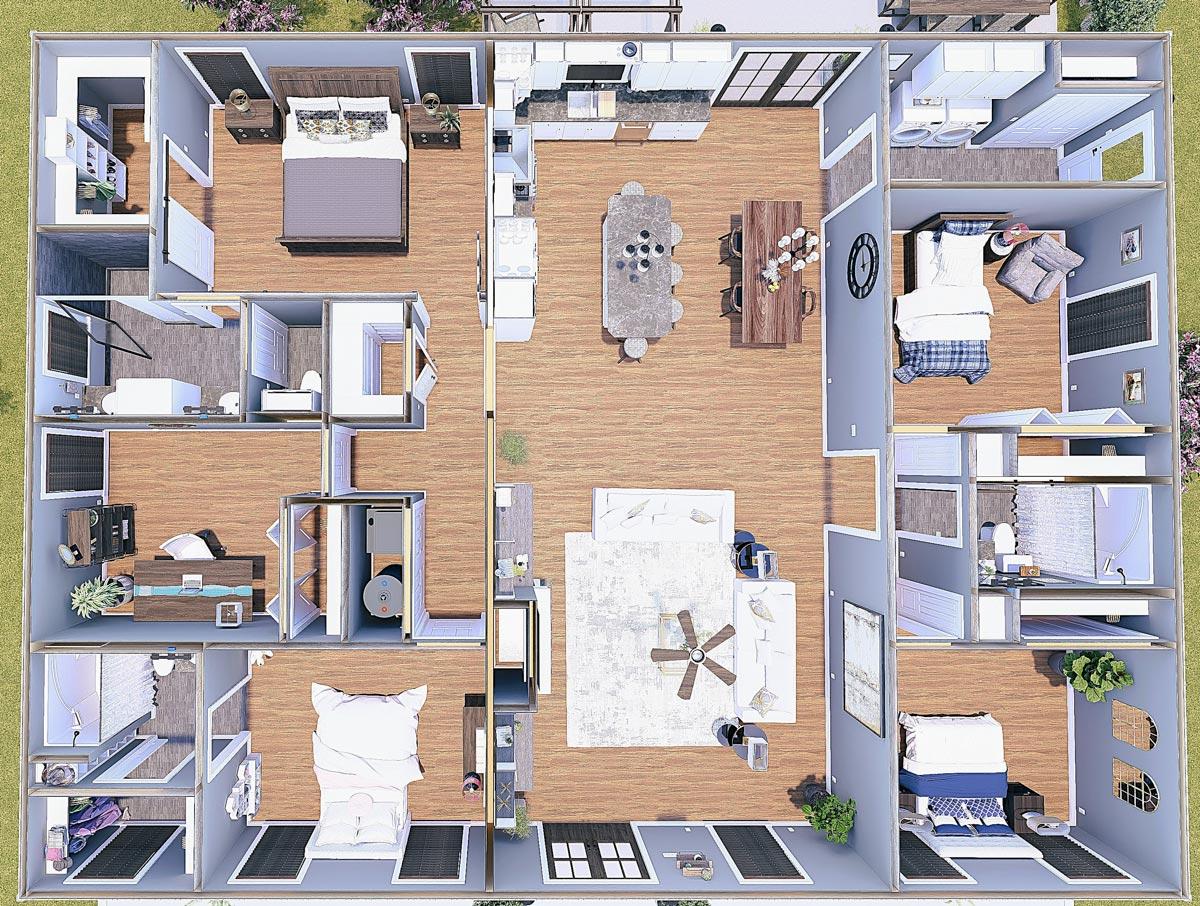 Plan 25048DH: 4-Bed Modern Farmhouse Ranch House Plan with Flex Room Home Office - 2352 Sq Ft - Image #19 - Country, Modern Farmhouse, Ranch, Traditional