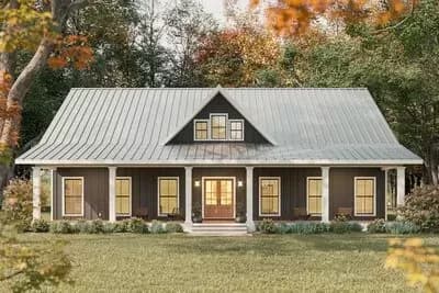 4-Bed Modern Farmhouse Ranch House Plan with Flex Room Home Office - 2352 Sq Ft