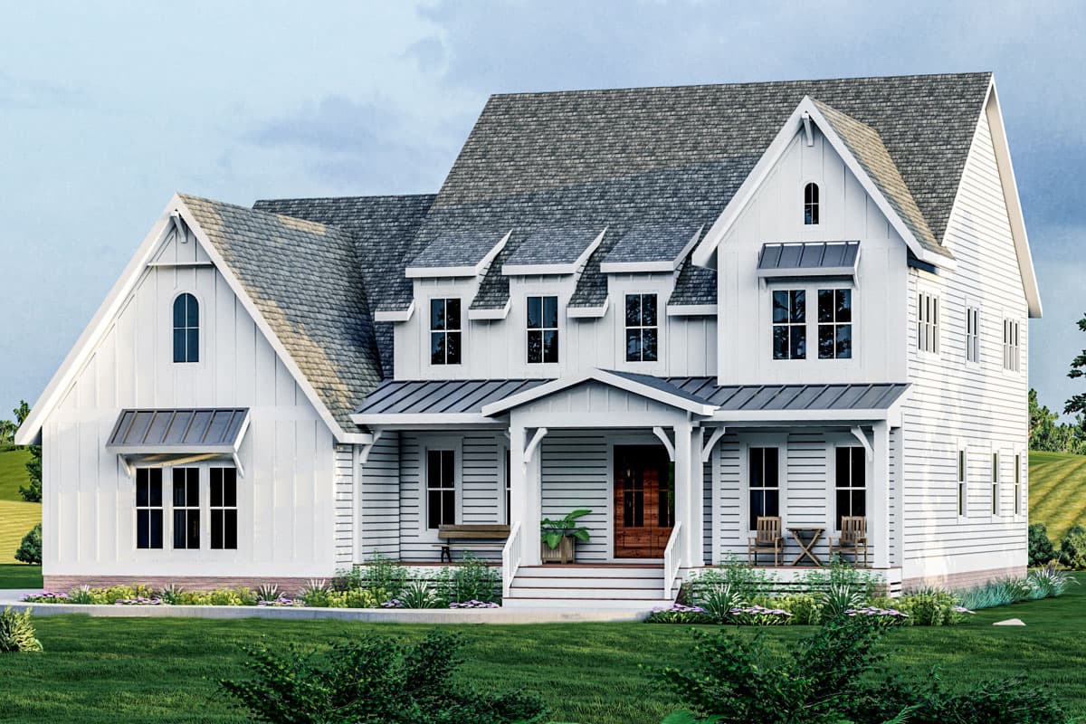 Plan 500089VV: 5-Bed New American Farmhouse Plan with Outdoor Fireplace - 4102 Sq Ft - Image #7 - Country, Modern Farmhouse, New American, Traditional