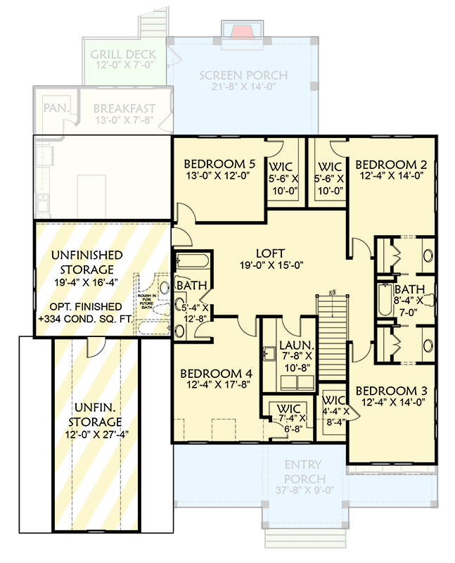 Plan 500089VV: 5-Bed New American Farmhouse Plan with Outdoor Fireplace - 4102 Sq Ft - Floor Plan - 2nd Floor - Country, Modern Farmhouse, New American, Traditional
