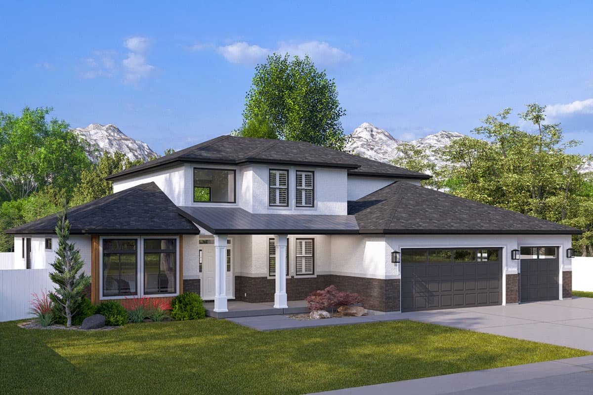 Plan 61551UT: 4-Bed Prairie-Style House Plan with Home Office and Master on First Floor - 2643 Sq Ft - Image #6 - Northwest, Prairie, Traditional