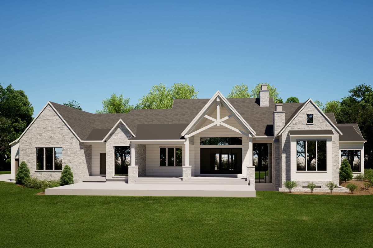Plan 493017GNT: 5 or 6-Bedroom Contemporary Single-Story House Plan with Vaulted Great Room - 6790 Sq Ft - Image #4 - Contemporary, New American, Transitional