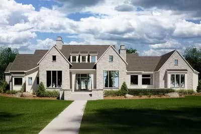 5 or 6-Bedroom Contemporary Single-Story House Plan with Vaulted Great Room - 6790 Sq Ft