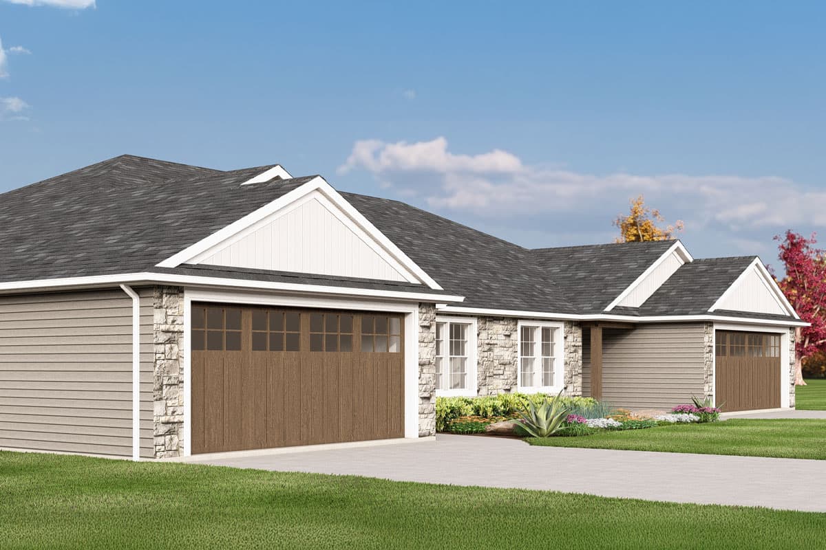 Plan 135312GRA: 2-Bedroom Duplex House Plan with matching Units Under 1400 Sq Ft - Image #5 - Ranch, Traditional