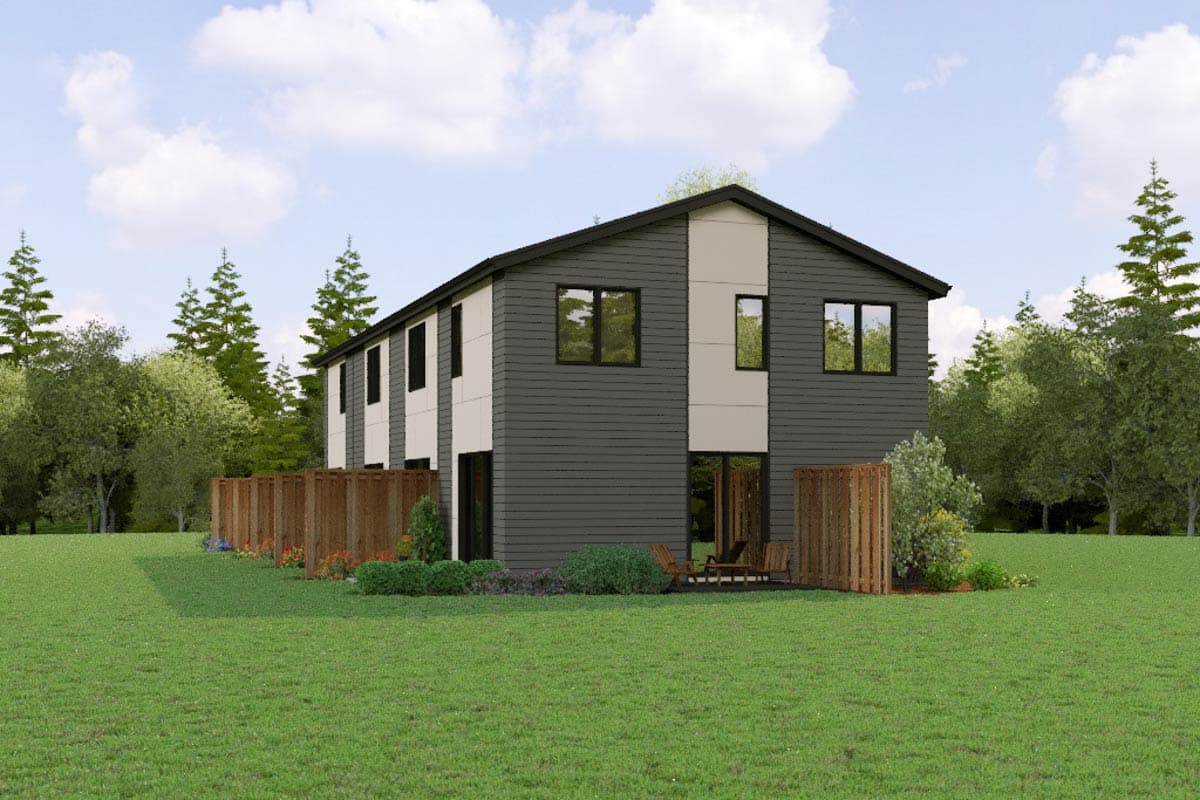 Plan 69888AM: Two-Story Modern Townhouse Fourplex  Plan with 2 Bedrooms and Under 1200 Sq Ft Per Unit - Image #11 - Contemporary, Modern, Northwest