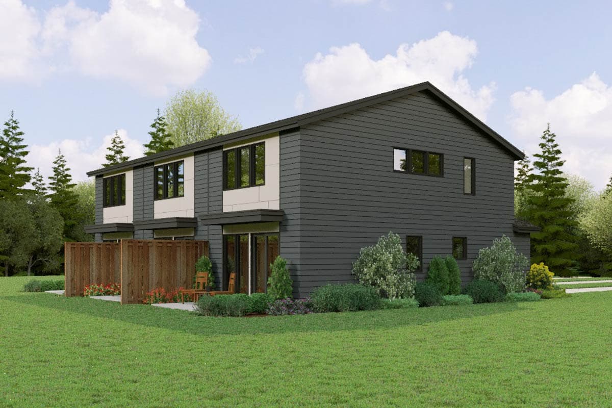 Plan 69889AM: Two-Story Contemporary Triplex House Plan with 3-Bedrooms - 1349 Sq Ft Per Unit - Image #6 - Contemporary