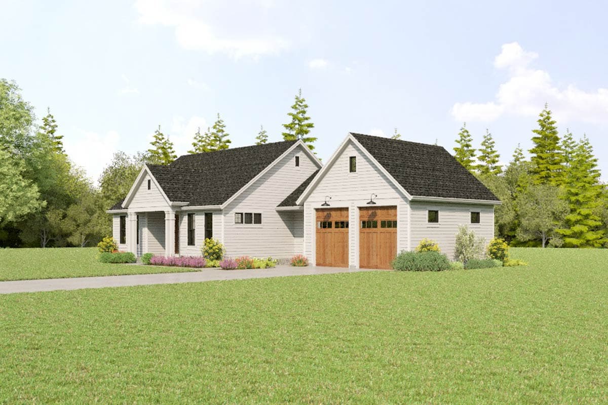 Plan 69892AM: Single-Story Farmhouse Plan with Split Bedrooms - 1619 Sq Ft - Image #13 - Farmhouse, Modern Farmhouse, Ranch, Traditional
