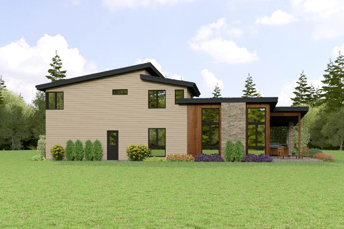 Plan 69896AM: Two-Story Contemporary House Plan with Outdoor Kitchen - 2057 Sq Ft - Image #8 - Contemporary, Mid Century Modern