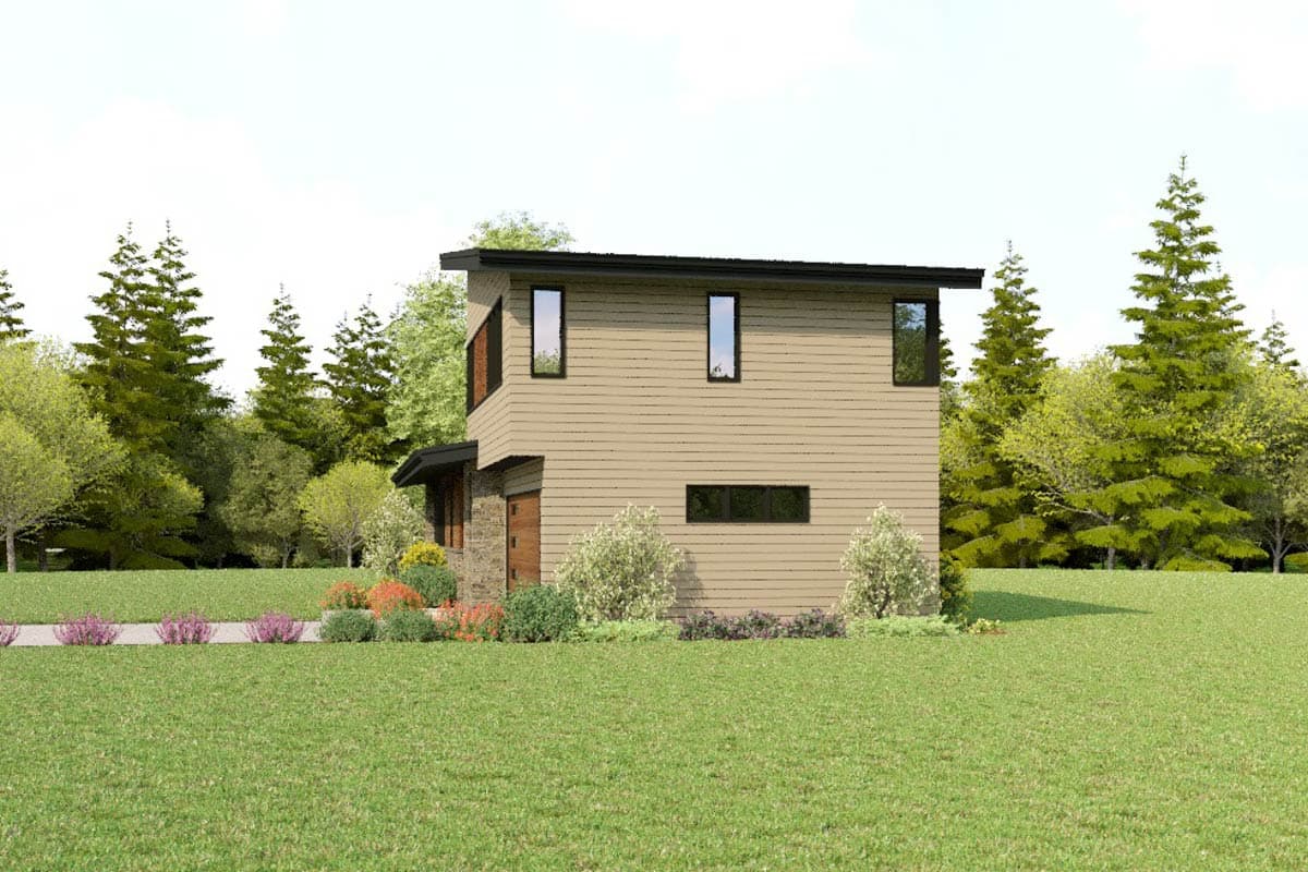 Plan 69896AM: Two-Story Contemporary House Plan with Outdoor Kitchen - 2057 Sq Ft - Image #11 - Contemporary, Mid Century Modern