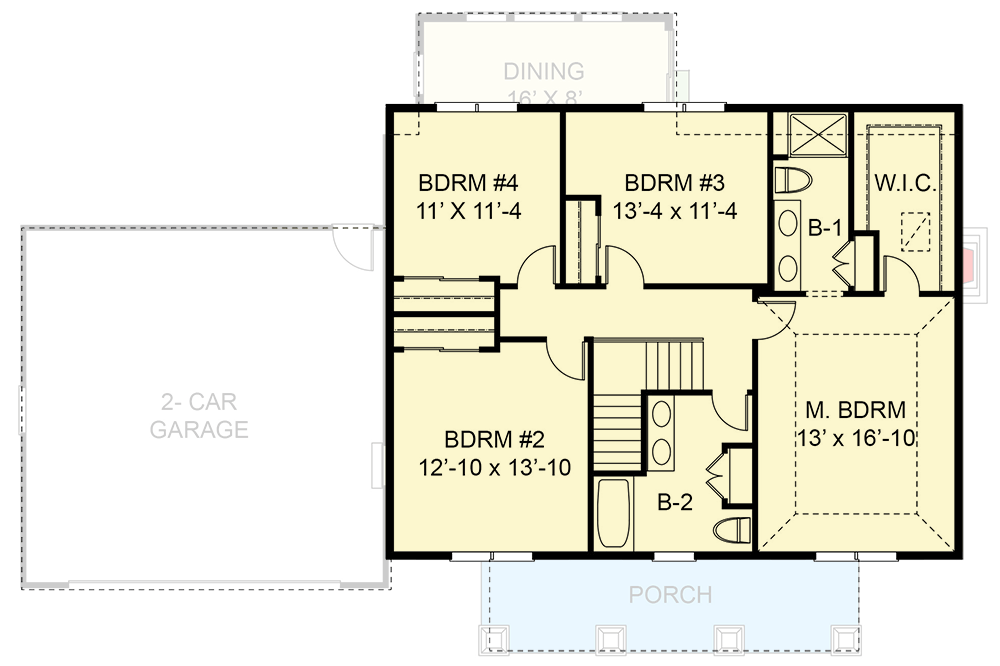 Plan 770019CED: Two-Story Traditional House Plan with Home Office - 2300 Sq Ft - Floor Plan - 2nd Floor - Traditional