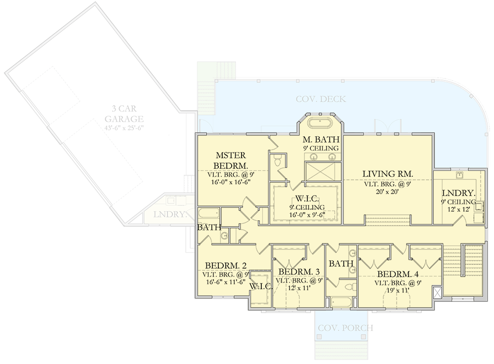 Plan 490121NAH: Two-Story Transitional House Plan with Angled 3-Car Garage - 4960 Sq Ft - Floor Plan - 2nd Floor - Transitional