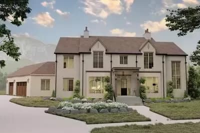 Two-Story Transitional House Plan with Angled 3-Car Garage - 4960 Sq Ft