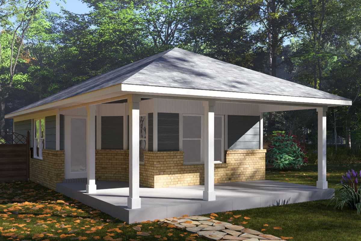 Plan 461046DNN: 1-Bedroom Traditional ADU House Plan Under 625 Sq Ft - Image #7 - Ranch, Traditional