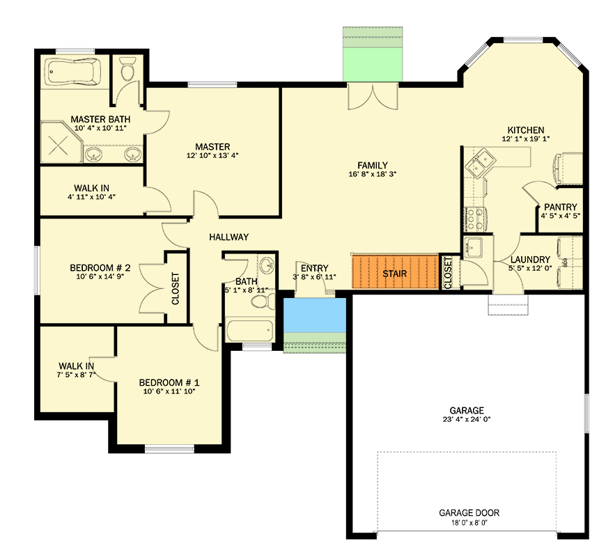 Plan 61553UT: 3-Bed Single-Story House Plan with Optionally Finished Lower Level - 1615 Sq Ft - Floor Plan - Main Level - Ranch, Traditional