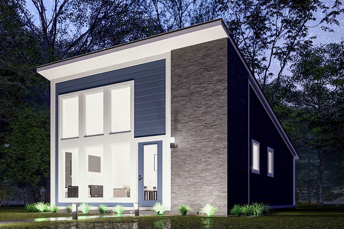 Plan 52386WM: 2-Bed Contemporary Cottage ADU House Plan Under 630 Sq Ft - Image #8 - Contemporary, Cottage