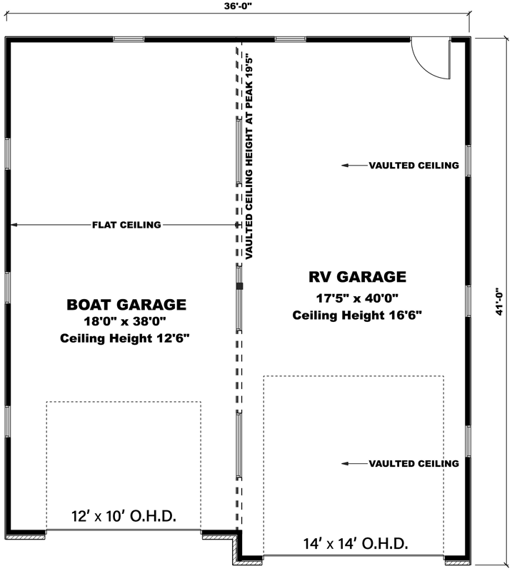 Plan 506008BRY: 2-Car Contemporary Detached Garage with RV Bay - 1455 Sq Ft - Floor Plan - Main Level - Contemporary