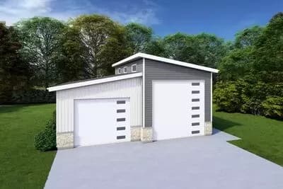 2-Car Contemporary Detached Garage with RV Bay - 1455 Sq Ft
