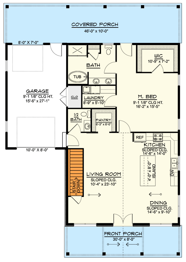 Plan 135315GRA: Single-Story Mountain Country House Plan with Workshop - 1440 Sq Ft - Floor Plan - 2nd Floor - Country, Mountain, Ranch