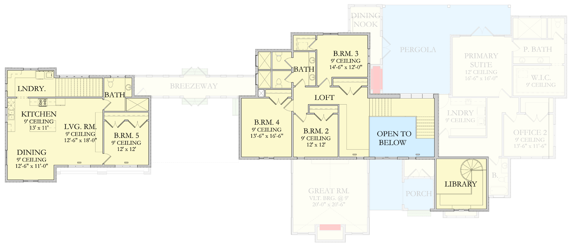 Plan 490123NAH: 5-Bed Transitional European House Plan with Attached Apartment Above Garage - 5822 Sq Ft - Floor Plan - 2nd Floor - European, Transitional