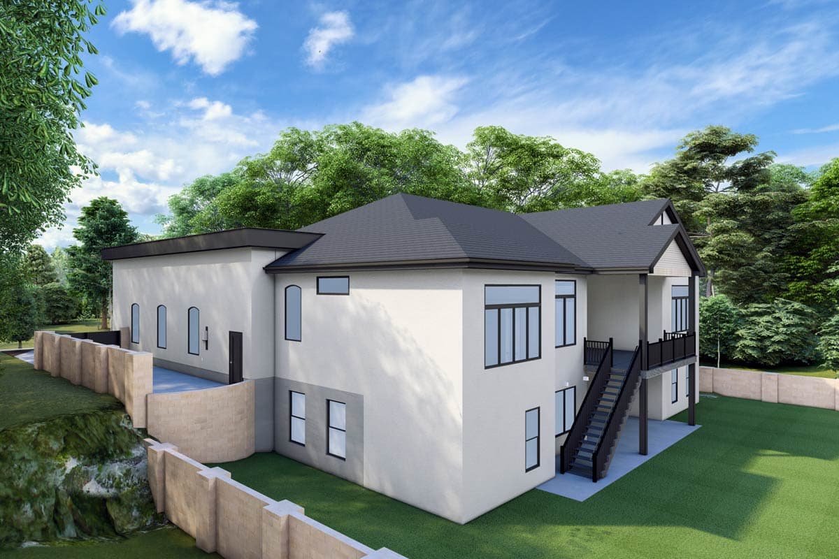 Plan 506009BRY: 6-Bed Contemporary Ranch House Plan with Finished Walkout Basement - 5844 Sq Ft - Image #10 - Contemporary, New American, Ranch, Southwest
