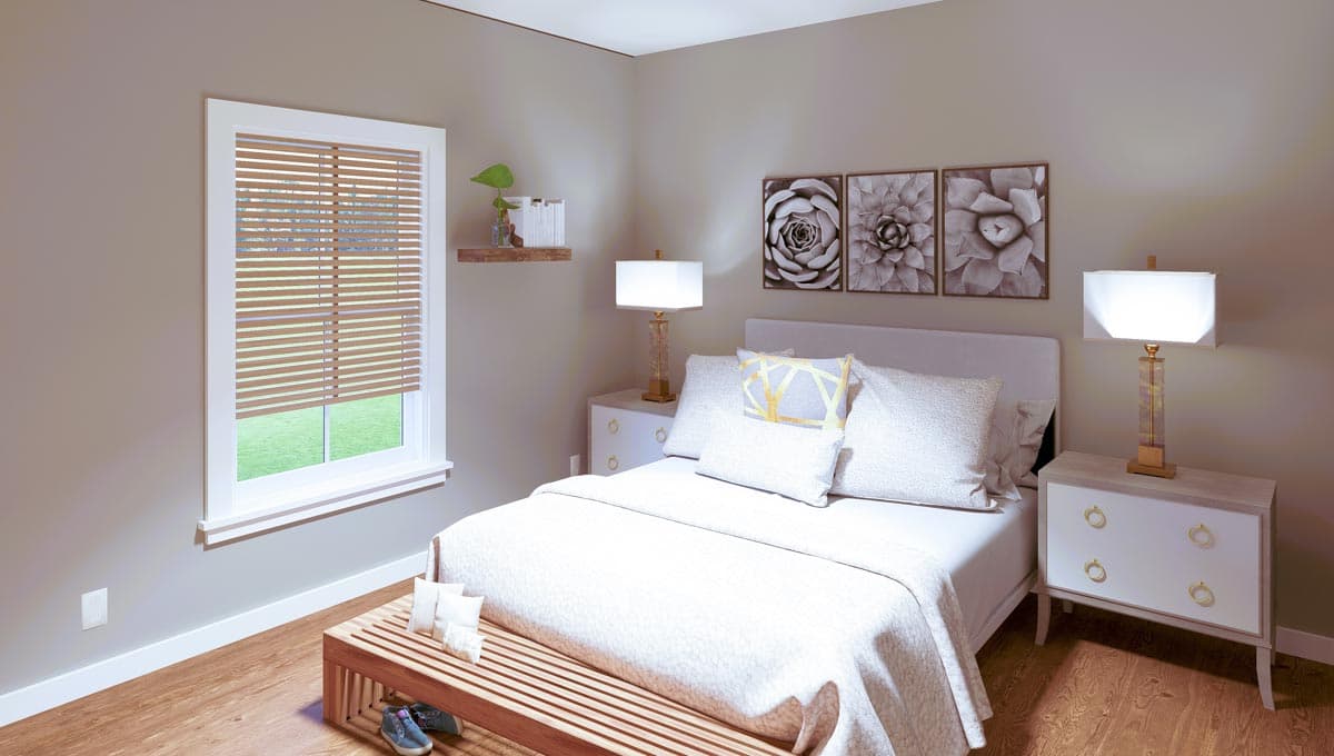 Plan 25049DH: Simple 4-Bedroom Country Cottage House Plan with 2-Car Garage - 1623 Sq Ft - Image #8 - Cottage, Country, Farmhouse, Ranch, Traditional