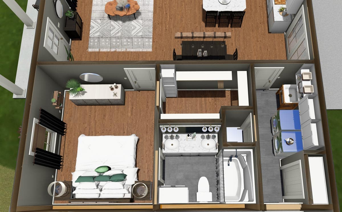 Plan 25049DH: Simple 4-Bedroom Country Cottage House Plan with 2-Car Garage - 1623 Sq Ft - Image #14 - Cottage, Country, Farmhouse, Ranch, Traditional