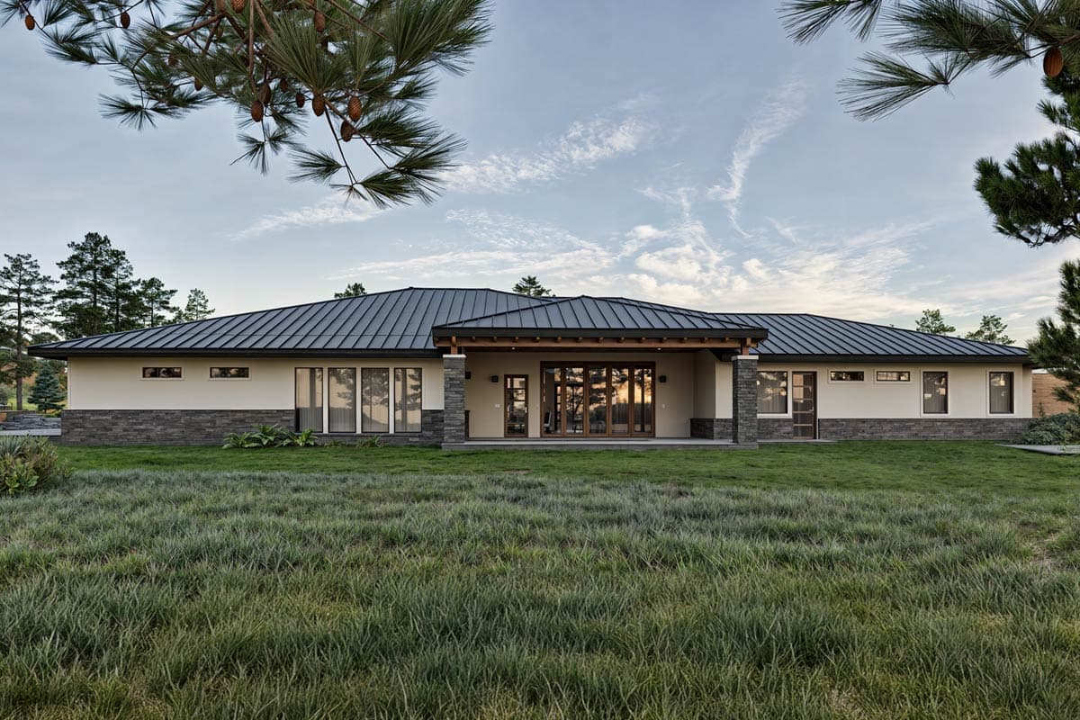 Plan 307725RAD: 4-Bed Modern Prairie House Plan with Media Room - 4339 Sq Ft - Image #7 - Modern, Prairie