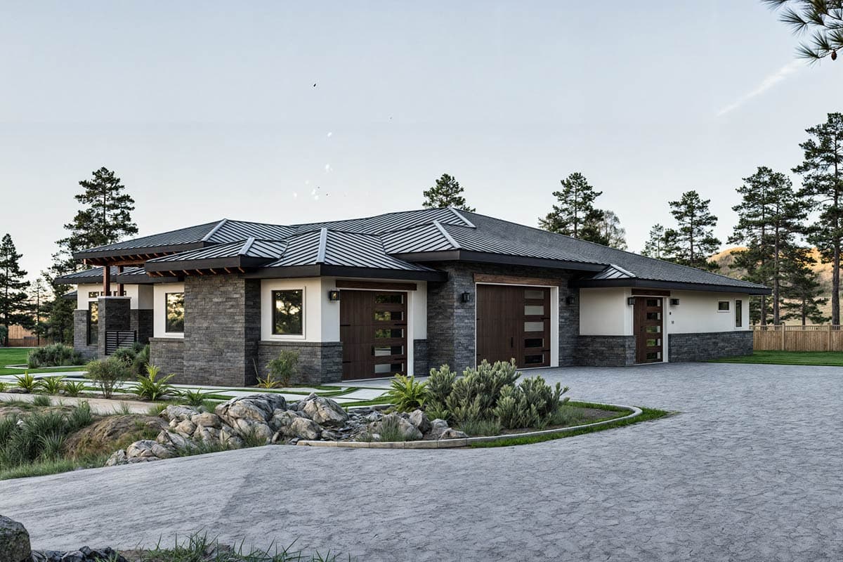 Plan 307725RAD: 4-Bed Modern Prairie House Plan with Media Room - 4339 Sq Ft - Image #10 - Modern, Prairie