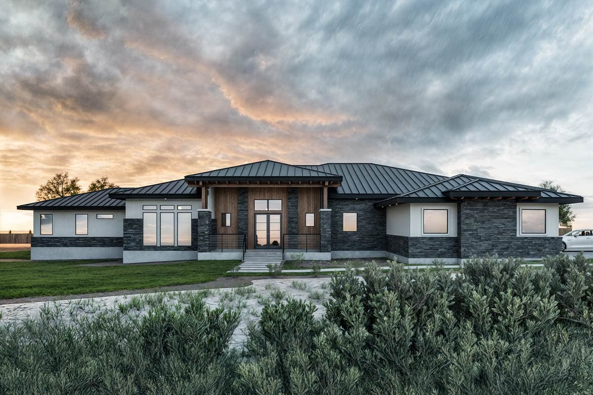 Plan 307725RAD: 4-Bed Modern Prairie House Plan with Media Room - 4339 Sq Ft - Image #16 - Modern, Prairie
