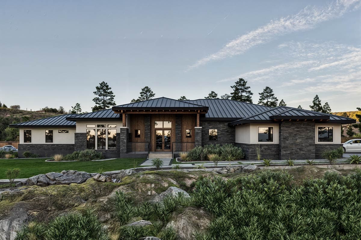 Plan 307725RAD: 4-Bed Modern Prairie House Plan with Media Room - 4339 Sq Ft - Image #17 - Modern, Prairie