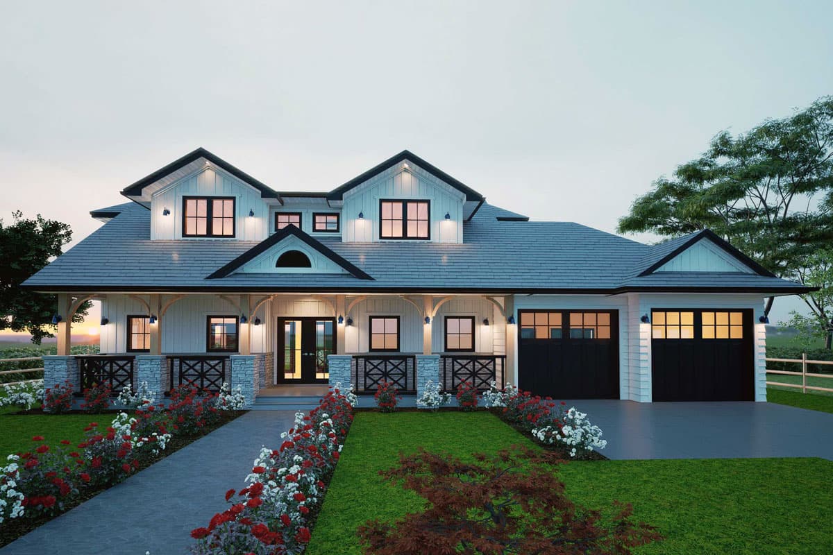Plan 147022RML: 3-Bed Modern Farmhouse Plan with Two-Story Great Room - 2124 Sq Ft - Image #7 - Craftsman, Modern Farmhouse, New American