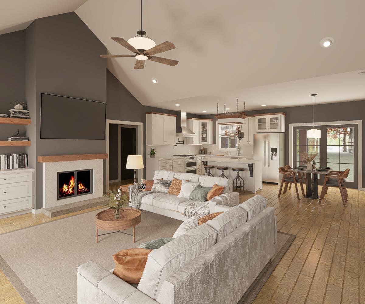 Plan 25050DH: 3-Bed Modern Farmhouse with Vaulted Great Room - 1615 Sq Ft - Image #6 - Country, Farmhouse, Modern Farmhouse