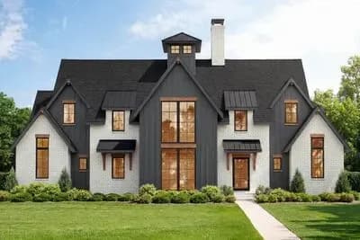 4-Bed Transitional New American House Plan with Outdoor Kitchen - 3496 Sq Ft
