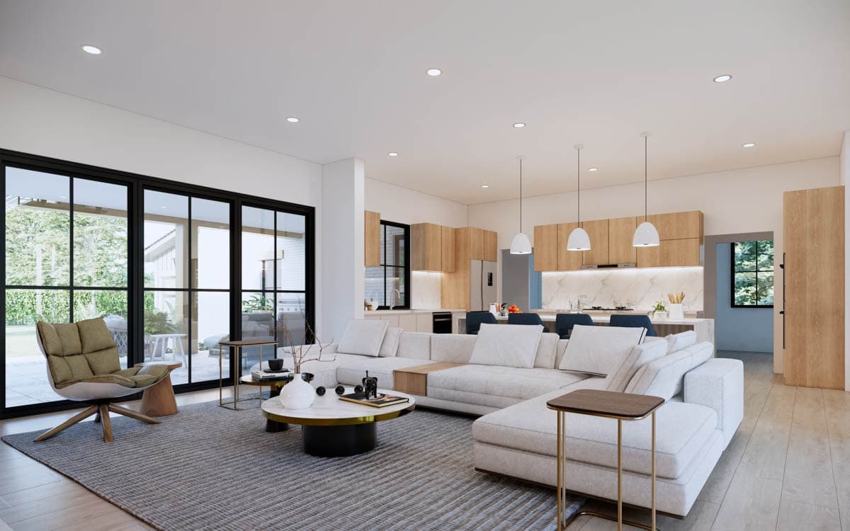 Plan 93218EL: 5-Bed Contemporary New American House Plan with Outdoor Living Space -  4118 Sq Ft - Image #5 - Contemporary, New American, Transitional