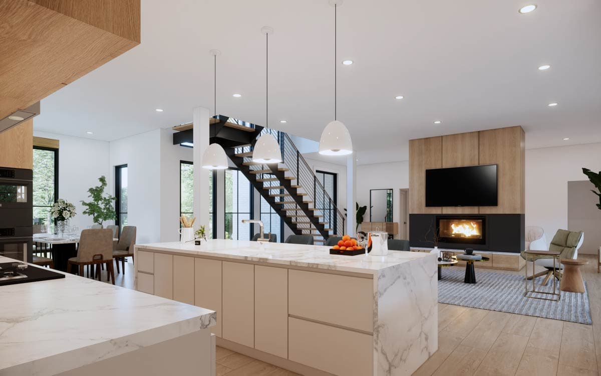 Plan 93218EL: 5-Bed Contemporary New American House Plan with Outdoor Living Space -  4118 Sq Ft - Image #8 - Contemporary, New American, Transitional