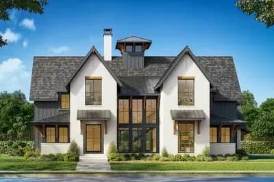 5-Bed Contemporary New American House Plan with Outdoor Living Space -  4118 Sq Ft