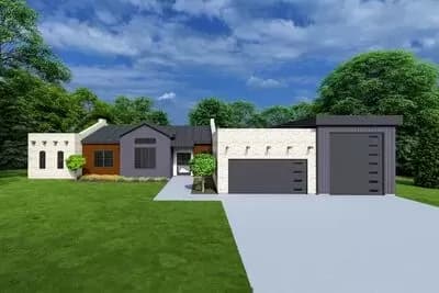 4-Bed Southwest Rambler-Style House Plan with Home Office - Under 4000 Sq Ft