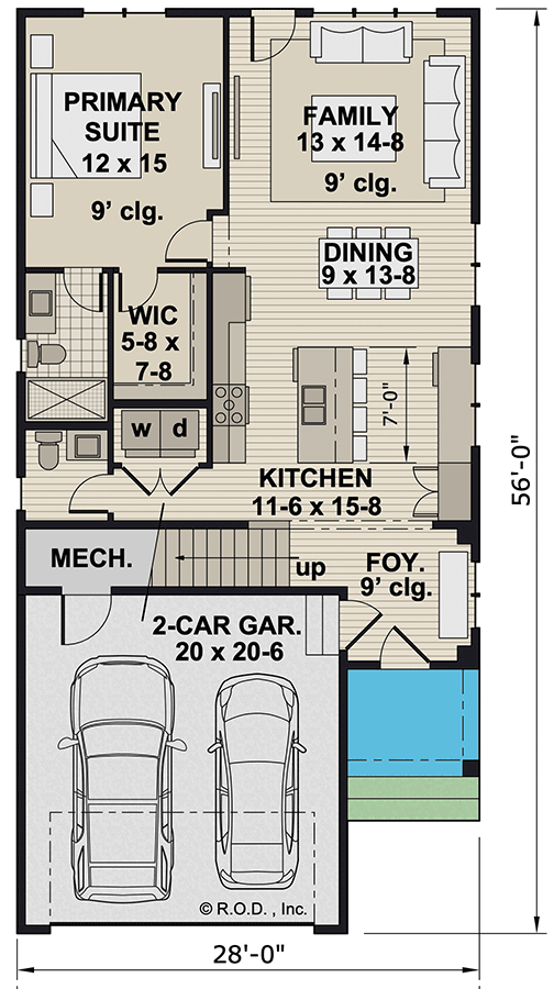 Plan 14882RK: 4-Bed Traditional House Plan with Loft - 1978 Sq Ft - Floor Plan - Main Level - Craftsman, Traditional