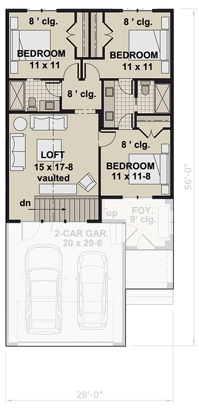 Plan 14884RK: 4-Bedroom Traditional House Plan with Loft and Jack and Jill Bathroom - 1978 Sq Ft - Floor Plan - 2nd Floor - Country, Traditional
