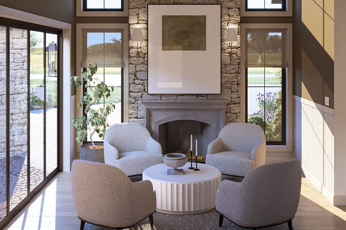 Plan 623453DJ: Single-Story Texas Hill Country House Plan with Courtyard and Angled Garage - 3584 Sq Ft - Image #9 - Hill Country, Mountain, Ranch