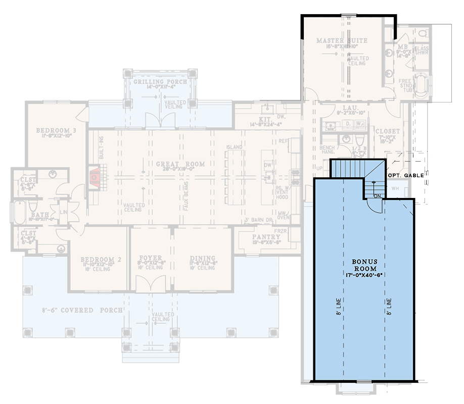 Plan 70904MK: 3-Bed Modern Farmhouse Plan with Bonus Room - 2719 Sq Ft - Floor Plan - 2nd Floor - Contemporary, Country, Modern Farmhouse, New American