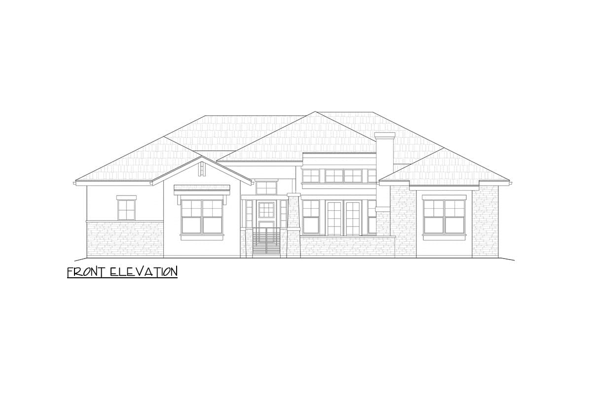 Plan 520024RKY: Single-Story Mountain Rambler House Plan with Vaulted ...