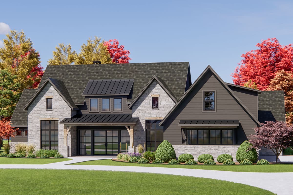 Plan 818156JSS: Transitional House Plan with 4 Beds and Outdoor Living Space - 3697 Sq Ft - Image #15 - Country, Farmhouse, Modern Farmhouse, New American, Transitional