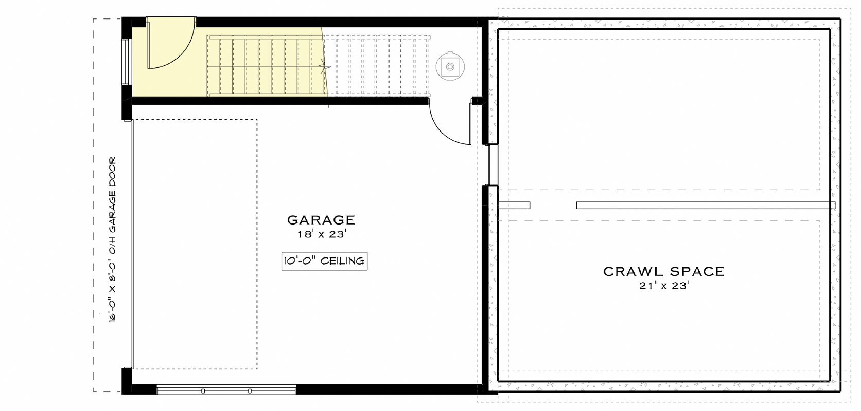 Plan 147023RML: Coastal Contemporary House Plan with Driver-Under Garage - 1152 Sq Ft - Floor Plan - Drive Under Garage - Coastal Contemporary