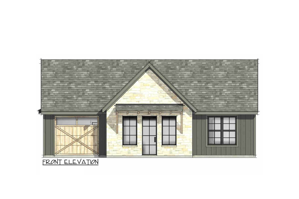 Plan 818157JSS: 3-Bed Cottage House Plan with Open-Concept Living Space - 1371 Sq Ft - Image #6 - Cottage, Farmhouse