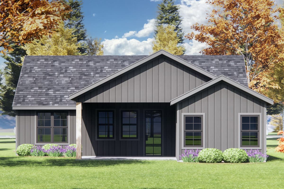 Plan 818157JSS: 3-Bed Cottage House Plan with Open-Concept Living Space - 1371 Sq Ft - Image #5 - Cottage, Farmhouse