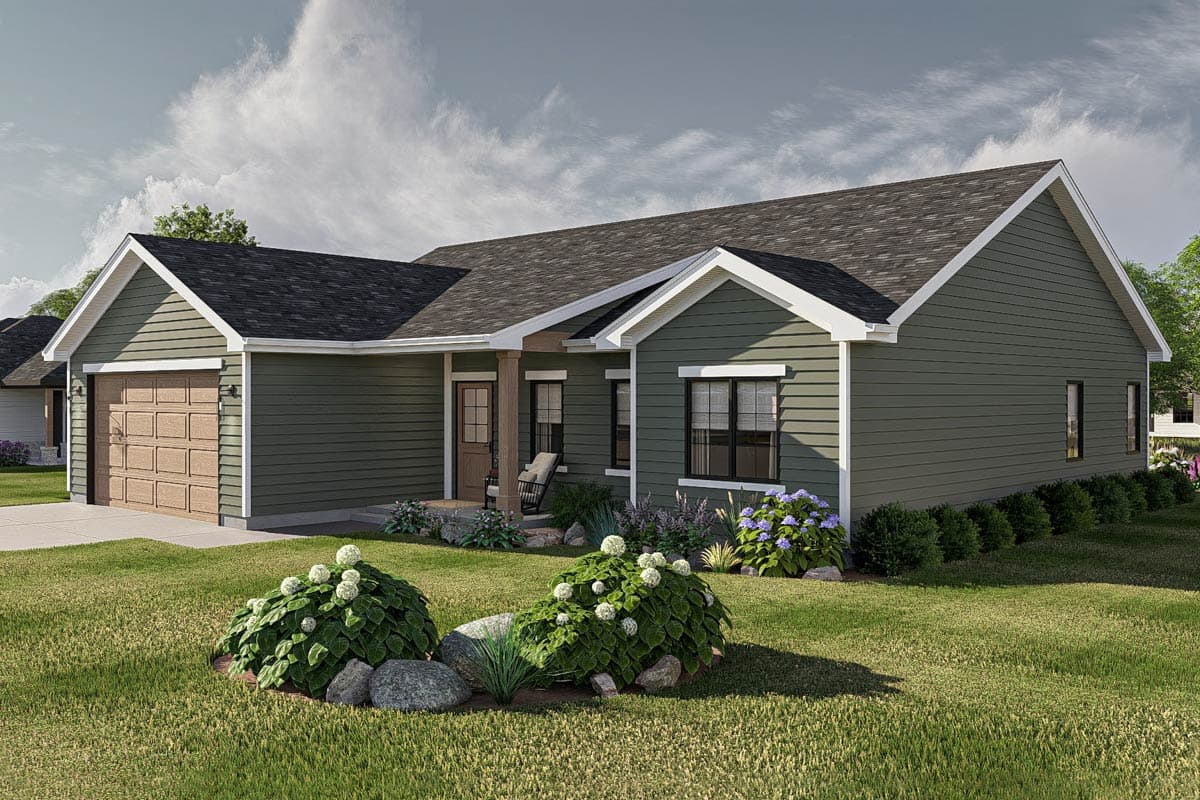 Plan 623456DJ: One-Story Traditional House Plan with Clustered Bedrooms - 1417 Sq Ft - Image #15 - Craftsman, Ranch, Traditional