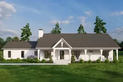 3-Bed Single-Story Country Farmhouse with Vaulted Great Room - 2411 Sq Ft